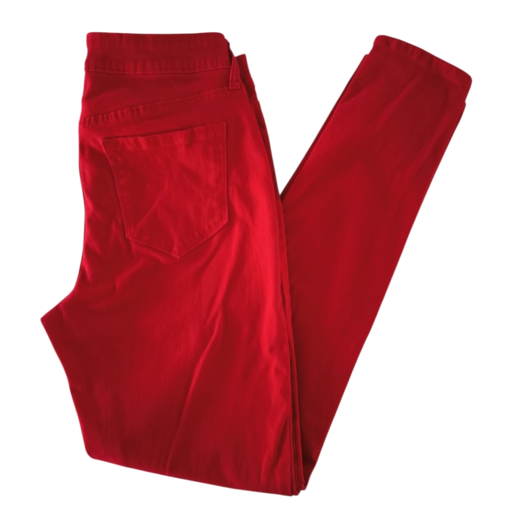 Old Navy Bold Red Mid-Rise Rockstar Jeans Size 8